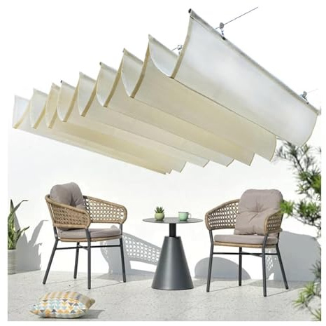 Voile d'ombrage rétractable avec filtre de lumière ondulée - Résistant à l'eau - Sans danger pour les jours de pluie - Design anti-âge - Protection UV - 0,8 m x 1 m