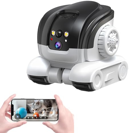VBESTLIFE Movable Robot Pet Cam, 1080P Dual Lens Indoor WiFi Security Camera with 2 Way Talk, PIR Detection, Night Vision, App, for Pets, Elderly