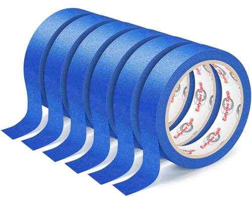 6 Rollen Blaues Maler Kreppband 24mm x 20m Premium Rückstandsfrei | Hochwertiges Abdeckband für Malerarbeiten & DIY. Schützt Oberflächen, lässt sich sauber entfernen ohne Rückstände.