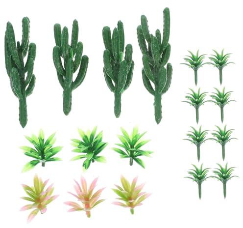 Mobestech 18 pcs Mini Arbres Cactus Miniatures pour Diorama Décoration Micro Paysage Maison Poupée Modélisme Architectural DIY Kit Complet