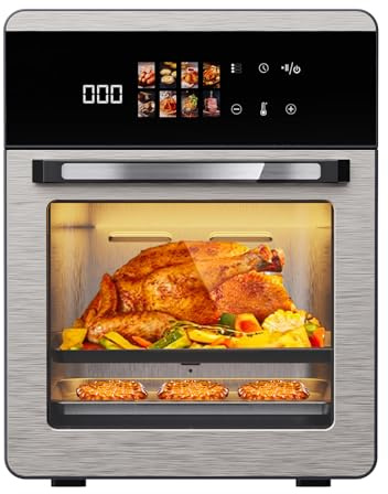 HOMLOVE 18QT Large Air Fryer Oven with Touch Screen Display, 10-in-1 Air Fry, Roast, Bake, Broil, Dry, Frozen, Proof Combo with Window, Family-Size, Multi-Function, Healthy Cooking 120V