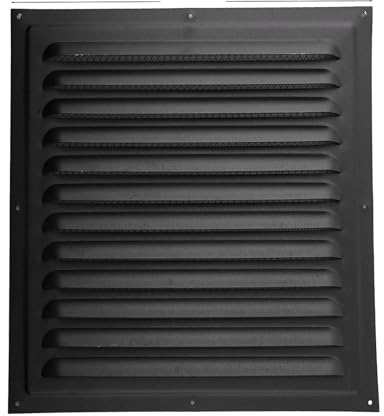 FACAIIO Rejilla de ventilación cuadrada de metal con revestimiento epoxi para salida de aire de pared y techo, placa de rejilla de aleación de aluminio negro de 30 x 30 cm