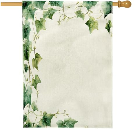 Divertidas banderas de hiedra de primavera de 28 x 40 pulgadas de doble cara para exteriores, hojas de plantas naturales, banderas verticales estándar de lona para el hogar, decoración botánica simple