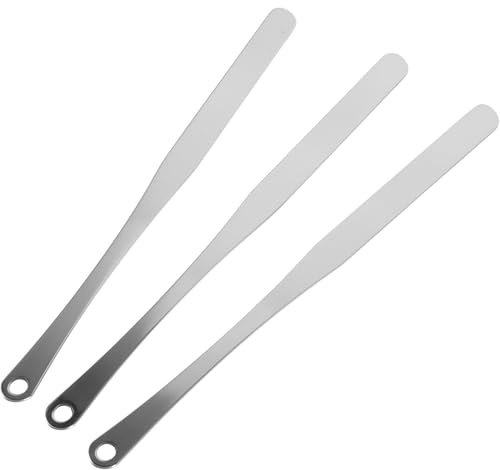 POPETPOP Espátulas de Maquillaje para Mezclar Base y Pigmentos de Acero Inoxidable Set de 3 Herramienta Profesional para Cosméticos en Salones de Belleza