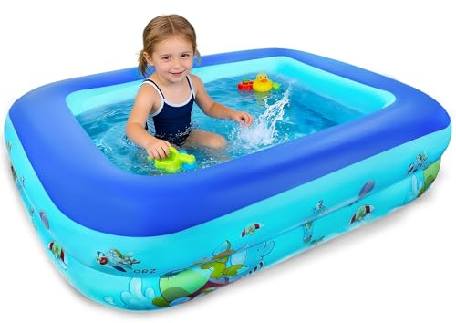 Piscina Hinchable Rectangular Pequeña, 120 cm Piscina Infantil Inflable, Piscinas Hinchables, Piscinas Rectangulares para Interior, Exterior, Jardín, Patio, Resistente y Antideslizantes