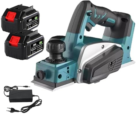Pialla Elettrica, Pialla elettrica ricaricabile Utensile da taglio for legno portatile senza fili Piallatrice for legno senza fili Falegname(2 Battery)