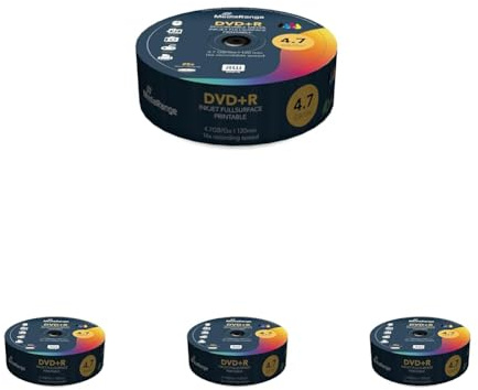 MediaRange Cake Box imprimible Caja de DVD+R 4.7GB 16x (25) CB imprimible, Blanco (Paquete de 4)