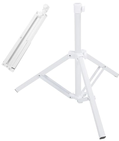 Mimdixy Base per ombrellone Portatile, Base di Supporto per ombrellone Pieghevole in Ferro Triangolare Bianco Pieghevole per Patio Spiaggia Giardino Campeggio Pesca Supporto all'aperto