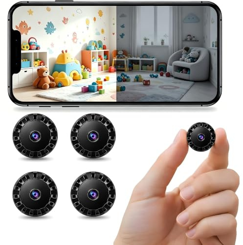 XUEVORIY Small Hidden WiFi Spy Camera, 2026 Latest 1080P HD Surveillance Cam, Indoor Outdoor Night Vision Mini Camera with Motion Detection for Home & Office Use X/Y (Oil Black, Micro 4 PCS)