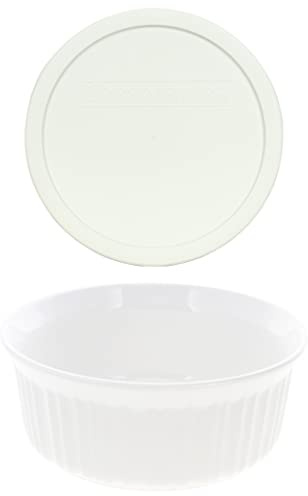 CorningWare French White 1-1/2-Quart Covered Round Dish with Plastic Lid