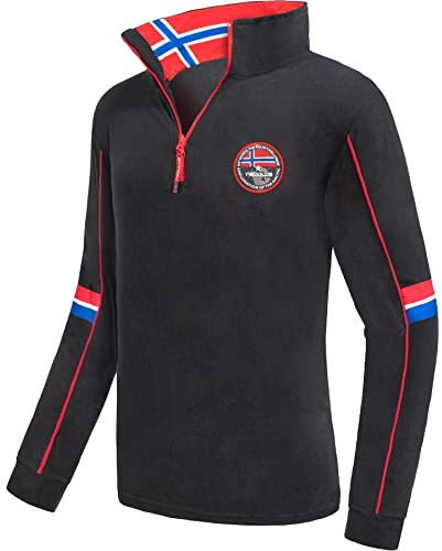 Nebulus Herren Pullover Graphical, Warmer Fleecepullover, Pulli aus Fleece mit Half Zip Reißverschluss, schwarz - 3XL