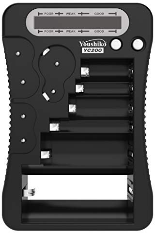 Youshiko Latest 2025 Version intelligent Battery Tester LCD Display Multi-Purpose Checker for Batteries (AA, AAA, C, D, N, 9V, CR123A, CR2, CRV3, 2CR5, CR-P2, Button Cells)
