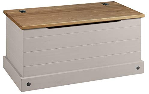 Mews Corona Grey Storage Chest Ottoman Solid Wood Mexican Toy Chest Bedding Blanket Box