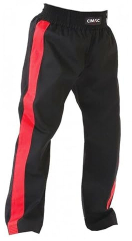 Cimac Kickboxing Trousers - 220g Martial Arts Trousers, Made of Polycotton, Lightweight with Elasticated Waistband, Suitable for Kickboxing, Fits Men & Women, 190cm Black