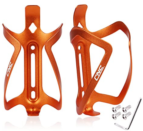CNC Bike Water Bottle Holder, Aluminum Bike Water Bottle Cage for Road Bike/Mountain Bike 2-Pack，Orange