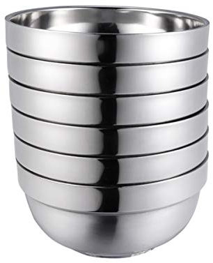 Cabilock 4 Pièces Saladier De Service Bol De Riz Coréen Bols à Soupe Grande Capacité Bol D'assaisonnement Bol en Acier Inoxydable Gobelets à Condiments Bols De Ramen Soja Couche Double