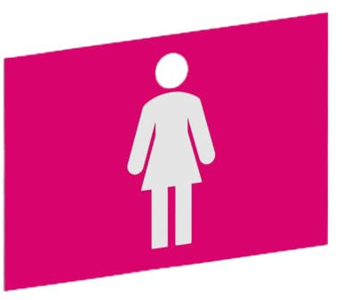 Toilettenschild Damen (Femme) – Aufkleber WC Türschild PVC 10 x 15 cm – 21 Couleurs Disponibles - 21 Farben erhältlich (Rose/Rosa)