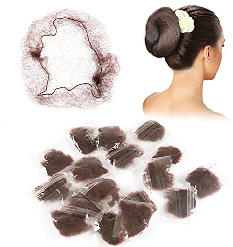 PROUSKY Hair Nets, 20pcs Coffee Hair Bun Holder for Women Girls Dance Nurse Wig Fixing