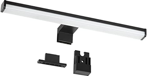Oktaplex Nusa LED Spiegelleuchte Bad Schwarz 40cm 3in1 Badlampe IP44 230V | 8W Neutralweiß 4000K 570lm helle Wandleuchte für das Badezimmer