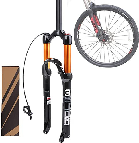 WZFANJIJ Mountainbike-Vorderradgabel, Mountainbike-Federgabel MTB-Gasgabel 100 mm Federweg gerade/konisches Rohr Vorderradgabel,RemoteLockOut-26inch