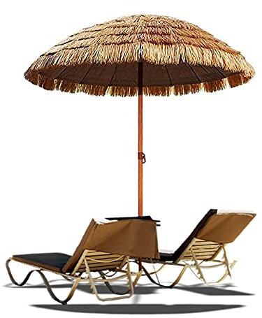 XPGEREP Parasol Ombrelle Paille Parasol Hawaii, Parasol de Plage Naturel, Parasol De Jardin pour Holiday Patio Plage, Couleur Naturelle/Diameter 2.4m / Height 2.4m