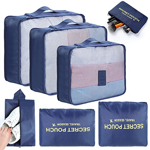 AiQInu Rangement Valise Lot de 7 Imperméable Organisateur de Voyage Packing Cubes Organiseur, sac à chaussures,Bagage Sacs