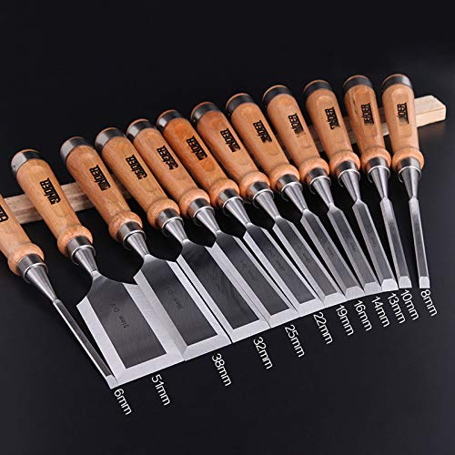 Holzbearbeitungsmeißel-Set × 12 Stück, manuelles DIY-Werkzeug, Holzschnitzmeißel, Chrom-Vanadium-Stahl, professionelles Schnitzwerkzeug für die Holzbearbeitung