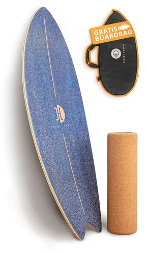 JUCKER HAWAII Balance Board Ocean Rocker - Balanceboard mit Rocker Shape (100% Echtholz) und extra rutschfester Oberfläche - Find Your Balance