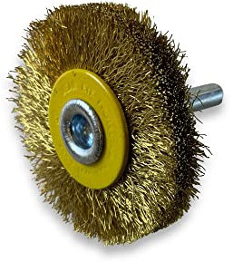 Lot de 6 brosses rotatives circulaires métalliques sur tige Ø 50 mm | Fil laiton dur Ø 0,30 mm | Epaisseur 12 mm | 2 rangs | Pour perceuse ou visseuse à mandrin | Kibros 2650LT12x6