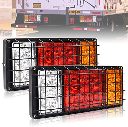 Ygmylandbb Feux Arrière de Camion 12V LED Feux de Frein Arrière 40 LED Étanche Queue Clignotant Feu De Frein Fonctionnement avec Protection Filet, 2PCS (TWTAIL12)