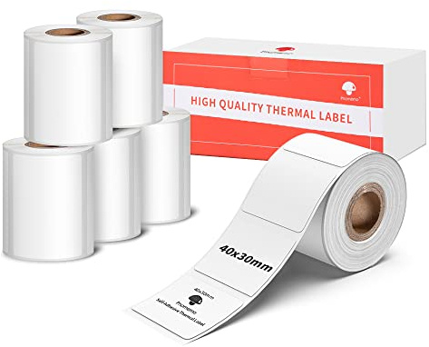 6 Pack-Etichette per stampanti Phomemo M120/M110 6 rotoli 40x30mm Etichette autoadesive termiche dirette, per etichettatrice M110/M120/M220/M200, per codice a barre, indirizzo, prezzo