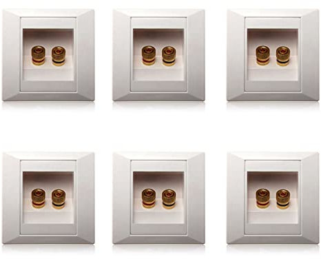 Duendhd Lot de 6 prises murales avec 2 haut-parleurs Blanc