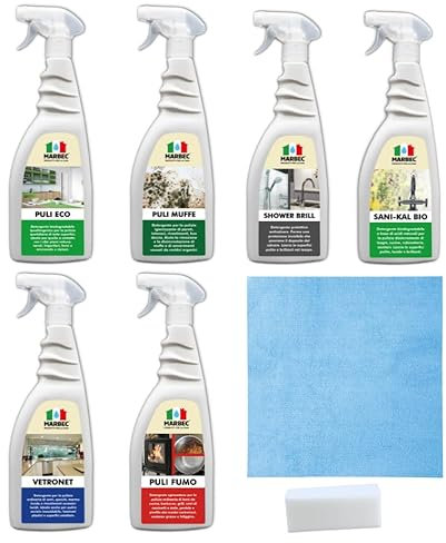 MARBEC KIT PRONTO CASA Tutto per la pulzia e manutenzione ordinaria delle superfici di cucina e bagno.