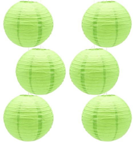 CEEYSEE 6 Stück Papierlaterne Grasgrün 30 cm Hängende Runde Papierlaternen Faltbar Papier Lampions für Brautpartys Geburtstag Feiern Garten Deko(Grasgrün/D-CLS)