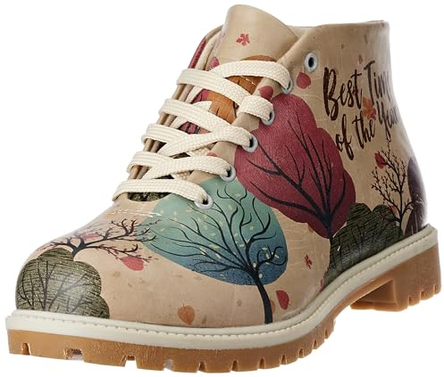 DOGO Kvinnors veganläder flerfärgade ankelboots med dragkedja - Årets bästa tid motiv-41, Material: Polyester, 41 EU