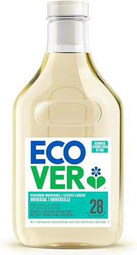 Ecover Lessive Liquide Universelle, Nettoyant aux Extraits Botaniques pour le Linge, Parfum Chevrefeuille et Jasmin, 28 Lavages, 1.43L