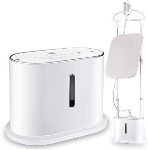 Vaporizador vertical profesional for ropa, doble polo, estirable con tanque de agua de 70 onzas, tabla de planchar incorporada y colgador de ropa, plancha pequeña for el hogar, planchado de mano