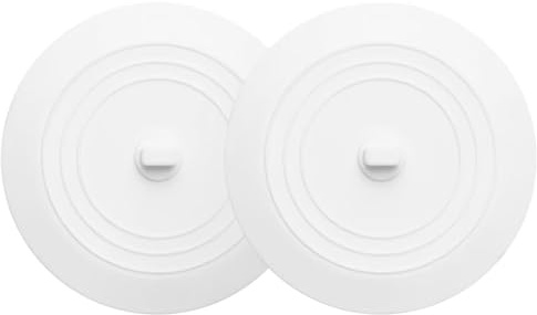 Vaincre Tappo di scarico bianco per vasca da bagno, 2 pezzi, in silicone, da 12,7 cm, per cucina, bagno, vasca da bagno, tappo di scarico per vasca da bagno, universale, piatto a ventosa per doccia,