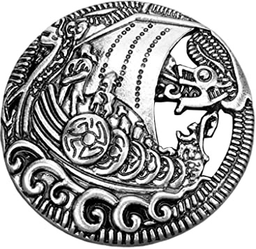 rockible Antike Wikinger Brosche in Silber, Schmuck für Mittelalterfans