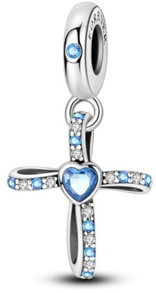 NARMO Charme de Pandora bracelet en argent sterling 925 CROIX BLEUE pendentif charme pour les femmes de Pandora bracelet