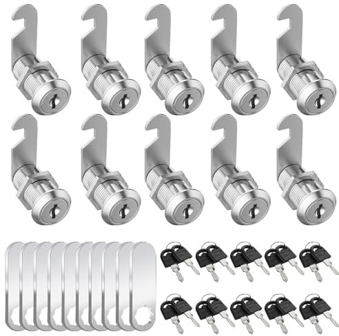 GBACHOOSE 10 Stück Briefkastenschloss 30mm, Briefkastenschloß, Spindschloss mit Schlüssel, Möbelschloss mit 2 Verschiedene Schlossplatten, Schrankschloss für Schranktüren, Möbel, Briefkästen