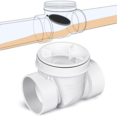 Tondiamo 6 Inch Backwater Valve Drain Backflow Preventer Valve Prevent Sewage and Rainwater from Flowing Back(White PVC)
