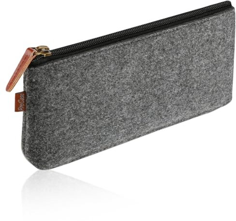 WeddHuis 1 Pcs Filz Mäppchen Multifunktions Federmäppchen Briefpapier Beutel Kosmetiktasche mit Reißverschluss für Stifte Bleistifte Leuchtmarker Andere Büro Schulbedarf(Dunkelgrau)