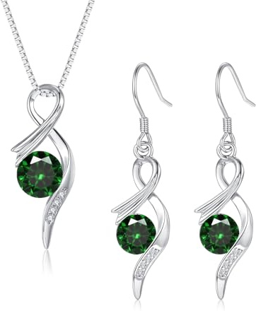 Cangall Silber Schmuck Set Damen, 925 Sterling Silber Halskette & Ohrringe Hängend Set mit Cubic Zirkonia, 45+5cm Silberkette Anhänger mit Ohrringe Silber, Liebesgeschenk zum Muttertag Weihnachten