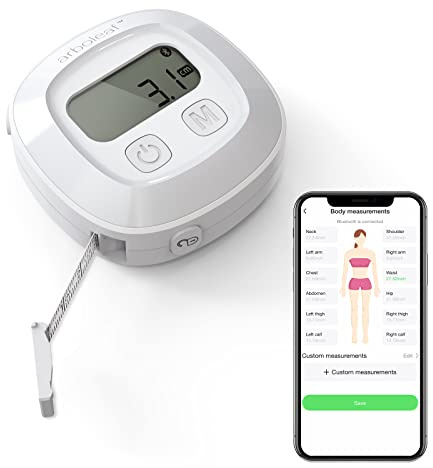 arboleaf Maßband Körper mit App, Smart Körpermaßband Bluetooth 150cm CF10A | Körperumfangmaßband einziehbar, Verriegelungsmechanismus, Körpermaßband zur Gewichtsabnahme, Umfangslänge messen CM/Zoll