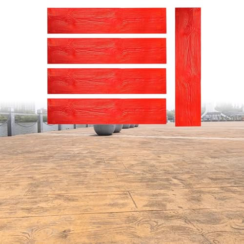 WhamtL Moldes Hormigon Impreso Estampados de Hormigón con Tablones de Madera para Pasarelas, Moldes para Pavimentos con Textura de Hormigón, Moldes Decorativos de Hormigón con Vetas de Madera(5PCS)