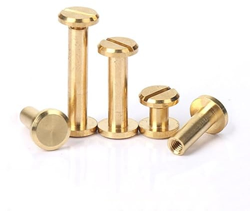 BCOMFY 10 Stück Massive Messing-Bindungsschrauben, Nagel-Nieten for Fotoalbum, Lederhandwerk, Nieten, Gürtel, Geldbörse, Verschlüsse, 8 mm Kappe(12mm)