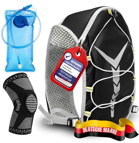 Löparväst dam och herr med 1 l drickbubbla – lätt, reflekterande, ergonomisk – dryckesryggsäck för jogging, trailllöpning, maraton och utomhussporter