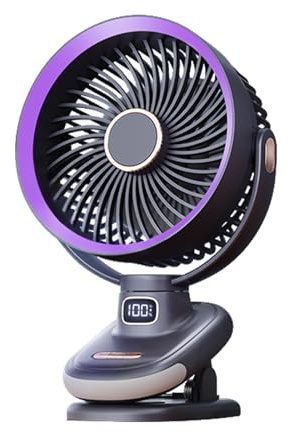 Greheywos Oscillating Table Fan, Small USB Fan with Battery Operated, 6.5'' Super Quiet Desk Fan with 5 Speeds, 8H Timer, Suitable for Home Office Camp Travel (Gray purple)