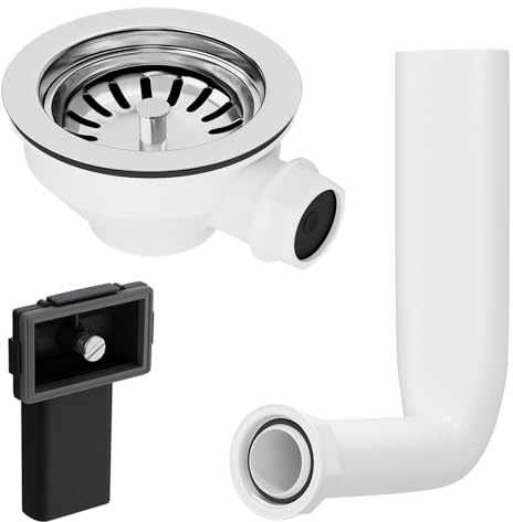 AQUADE Siebkorbventil 114 mm mit Überlauf 25 mm Siebkörbchen Spüle - Ablaufgarnitur Waschbecken mit Überlauf für Spülbecken - Spülbecken Abfluss Ablaufventil Spüle